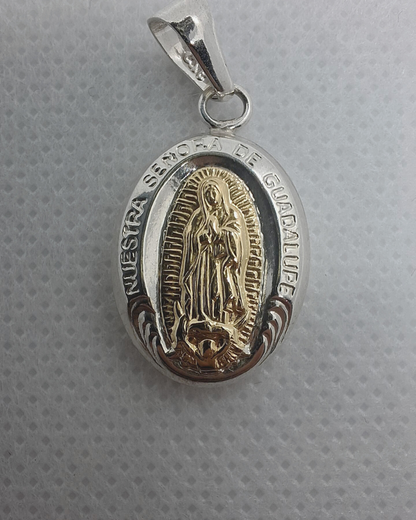 Dije en plata oro virgen de Guadalupe