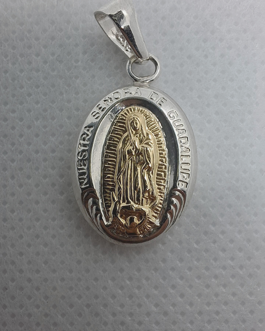 Dije en plata oro virgen de Guadalupe