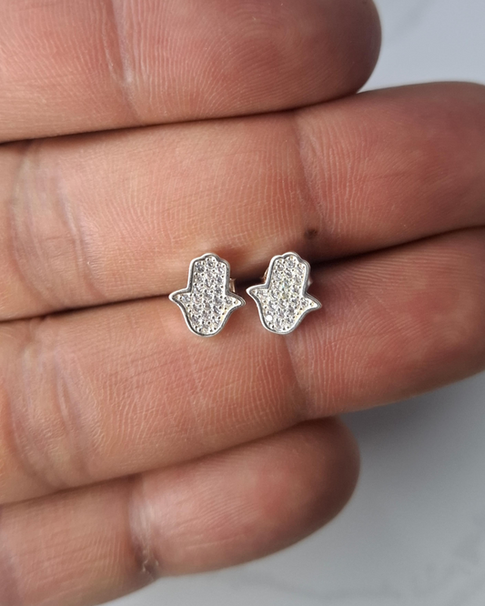 Topos manos de hamsa en plata 925