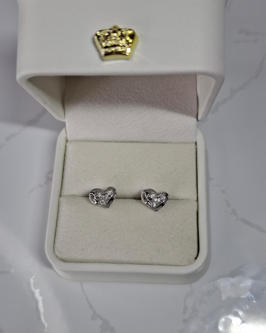 Topos corazón de plata con circones
