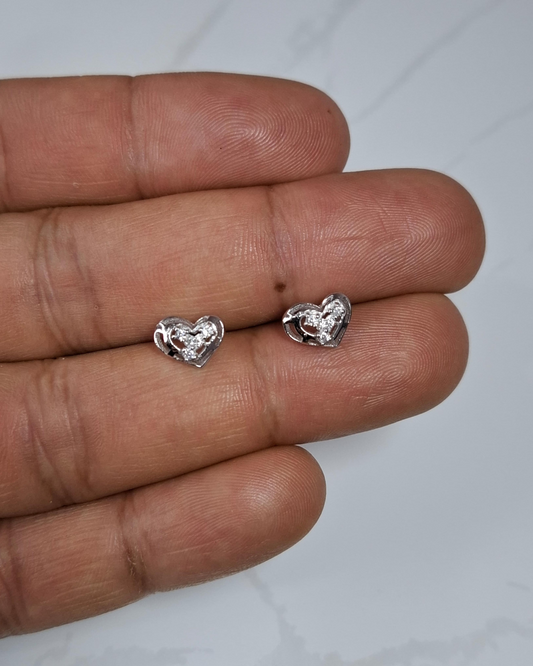 Topos corazón de plata con circones